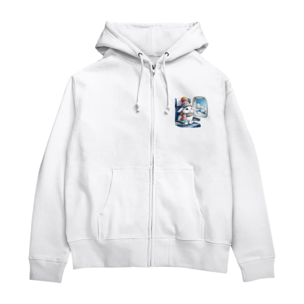 Shiba_IncのSitting rabbit（座るウサギ） Zip Hoodie