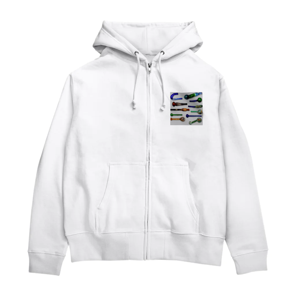 No Fishing No Life のガラスパイプ4 Zip Hoodie