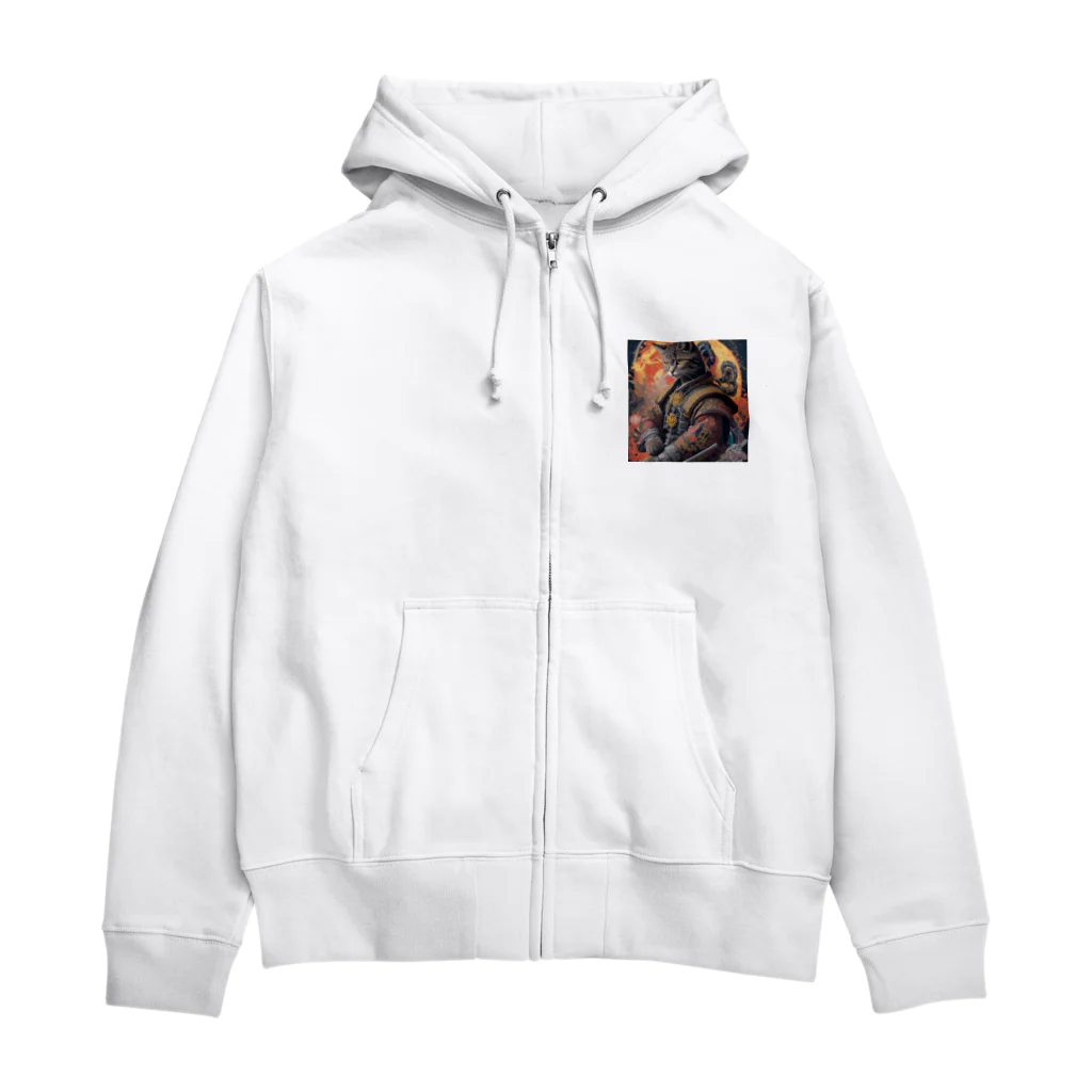 ZZRR12の「猫舞う戦士の神響：武神の至高の姿」 Zip Hoodie