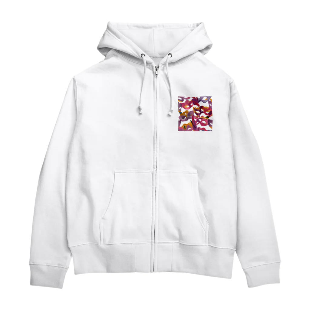 AI水彩アート ~カミとハサミ~の色とりどりの仮面のモダンな水彩画 Zip Hoodie