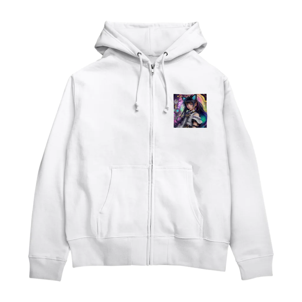 ZZRR12の時間の守護者、猫耳の魔女の神秘的なダンス Zip Hoodie