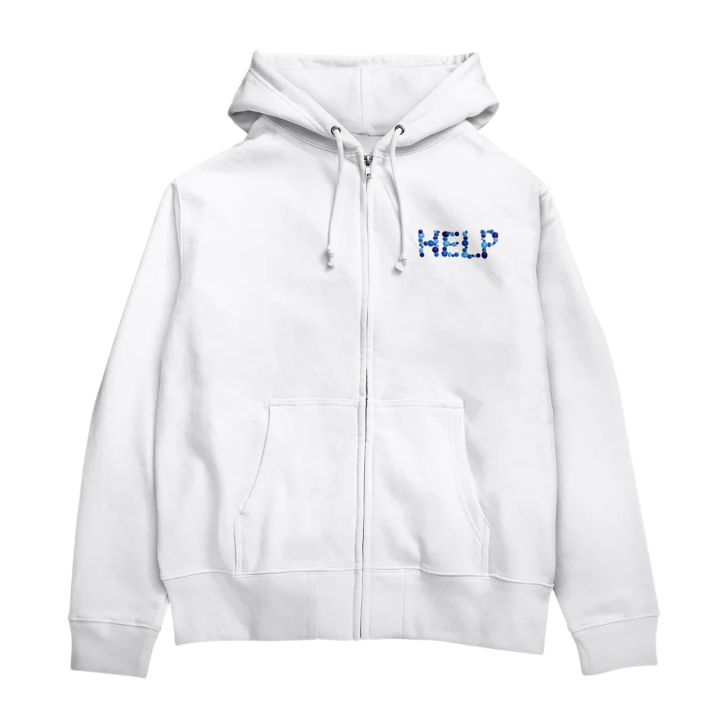 junichi-goodsのバルーン文字「HELP」（青色系） Zip Hoodie