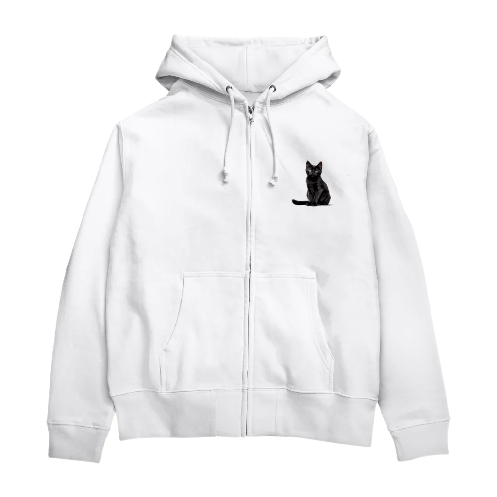 日向ぼっこの黒猫ちも（シンプル） Zip Hoodie