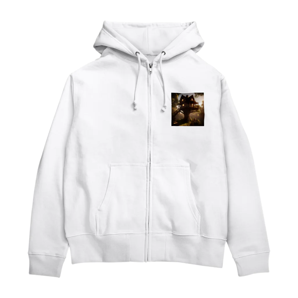 AI Imaginationのツリーハウスのイラストグッズ Zip Hoodie