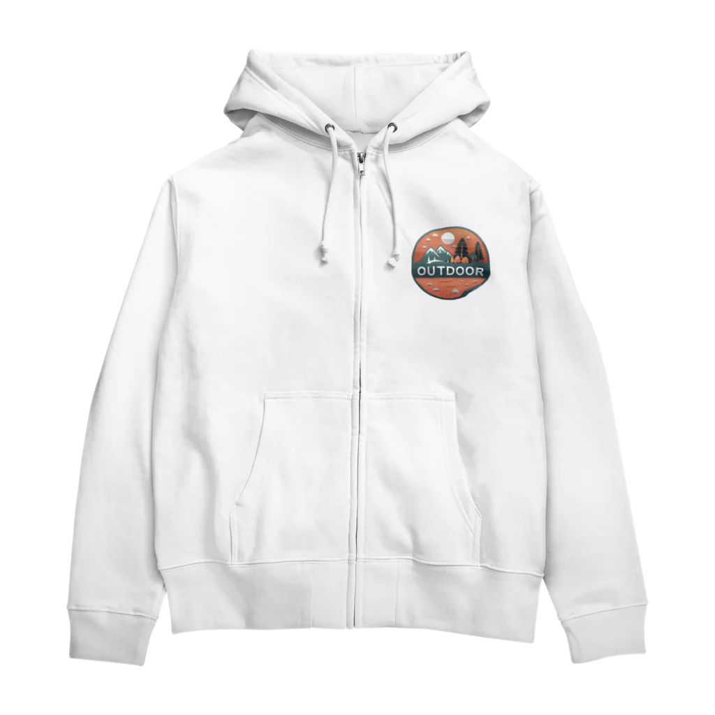 ファンシーTシャツ屋のアウトドアーワッペン夕日 Zip Hoodie