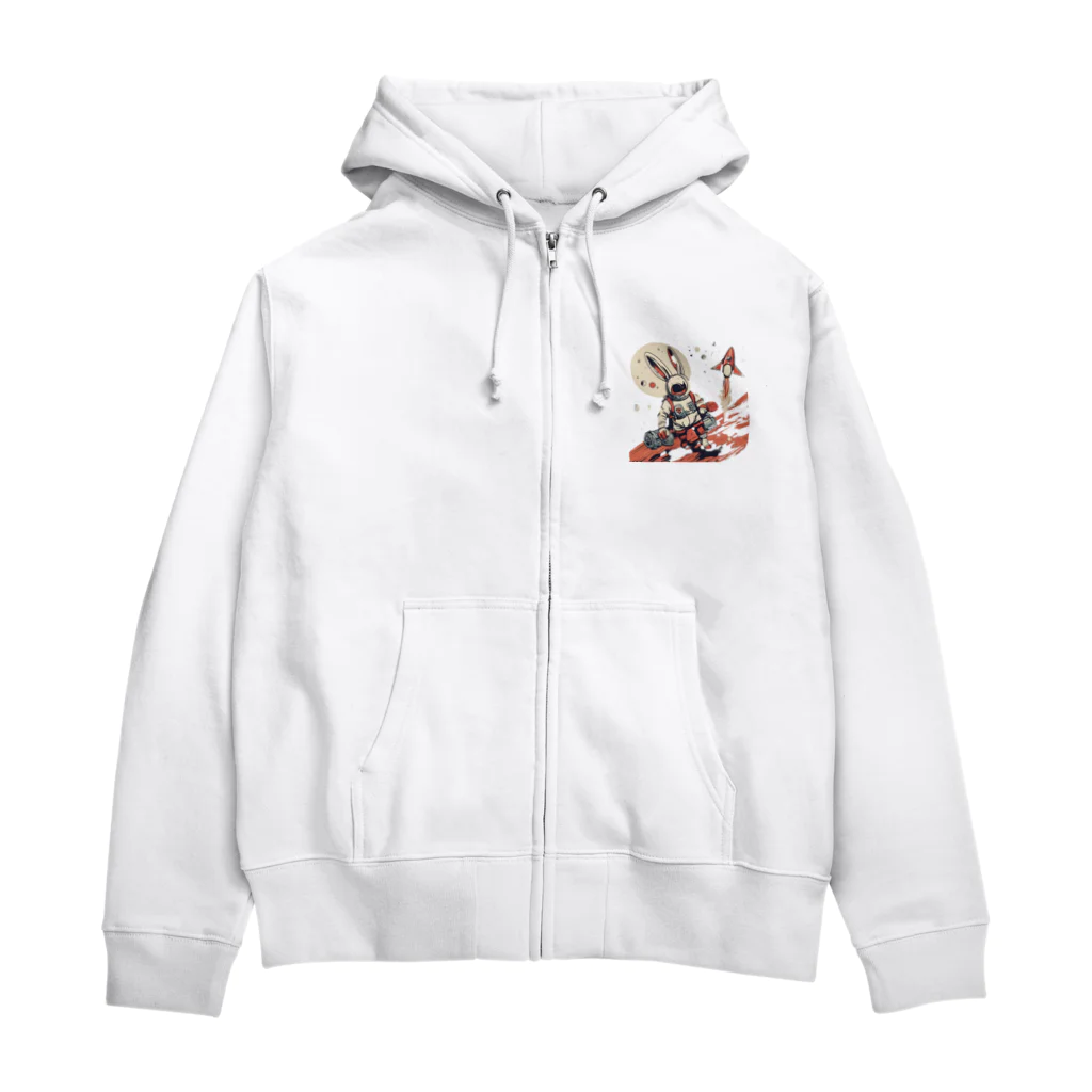 ロケットうさぎのロケットうさぎ　平和維持 Zip Hoodie