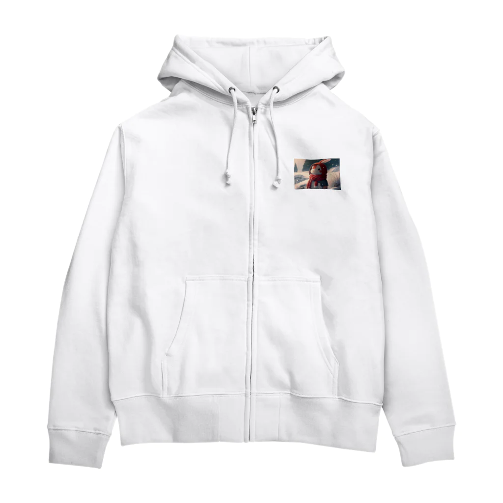 Soundの雪国のウサギ Zip Hoodie