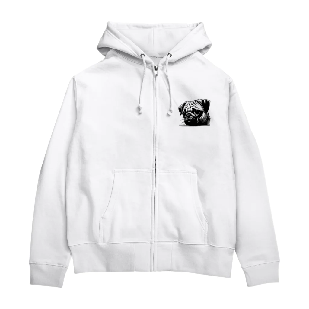 Zumba640の泣いているパグ Zip Hoodie