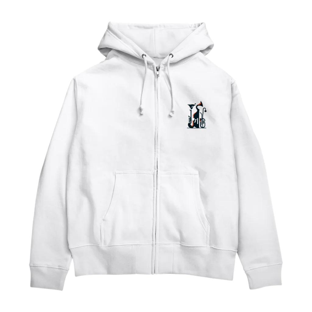 Yudanのアブストラクトな楽器のシルエット Zip Hoodie