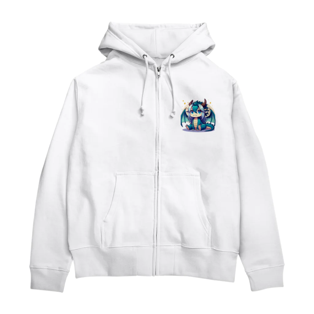 可愛らしいドラゴンのイラストグッズ店の可愛らしいドラゴンマスコット Zip Hoodie