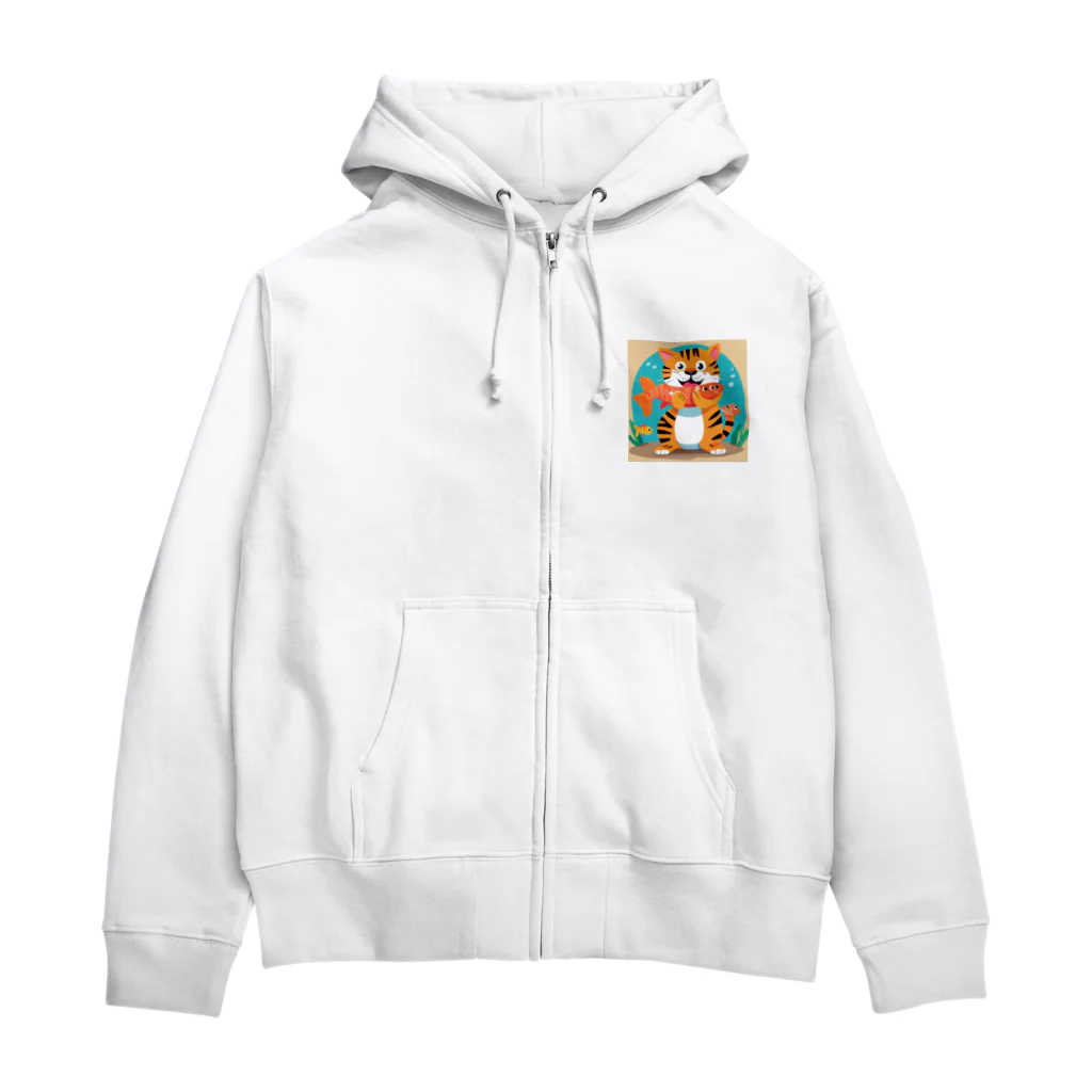 グアムドッグホテルズセレクトショップのおさかなくわえたどら猫ちゃん Zip Hoodie