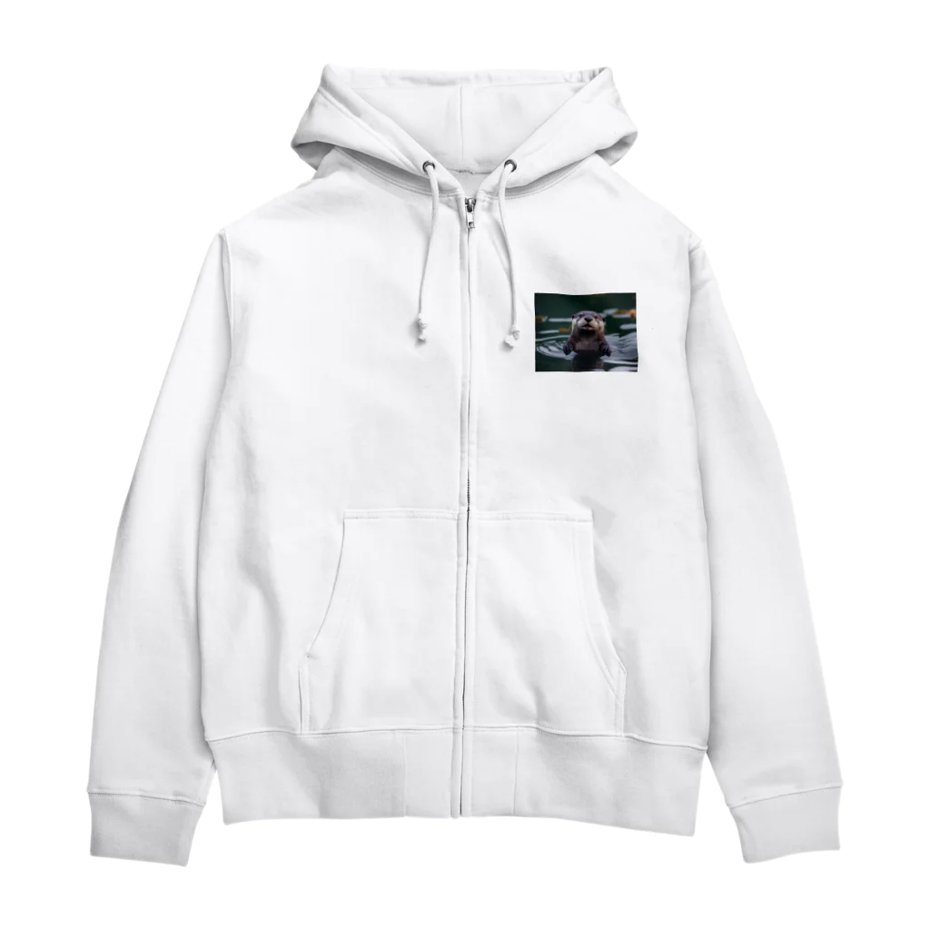 「動物ミリ屋」のカワウソのパーくん Zip Hoodie