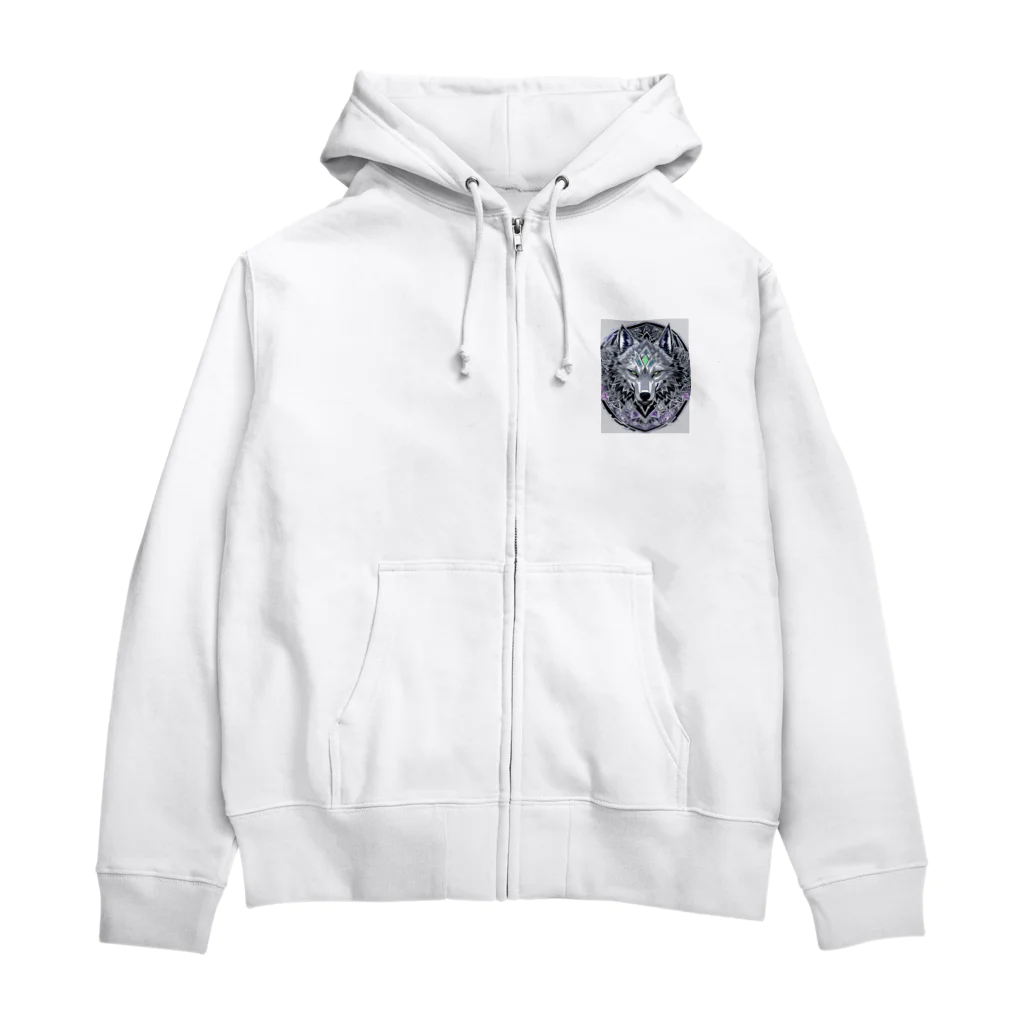 ZZRR12の月光の守護者、狼の紋章 Zip Hoodie