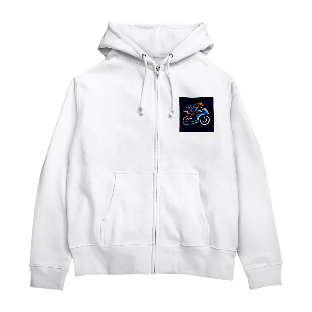 justraverのラインアートバイク（スーパーバイク） Zip Hoodie