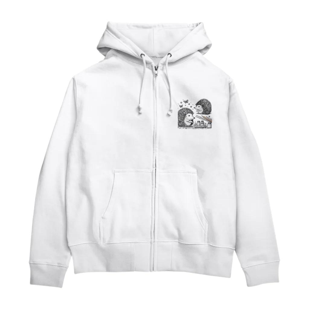 花鳥風月の対面ハリネズミ Zip Hoodie