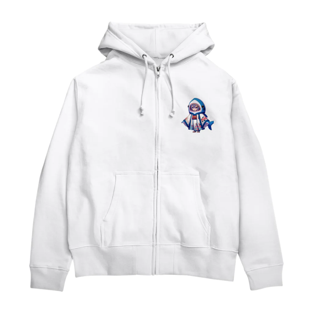 WING_0101の和風サメちゃんグッズ Zip Hoodie