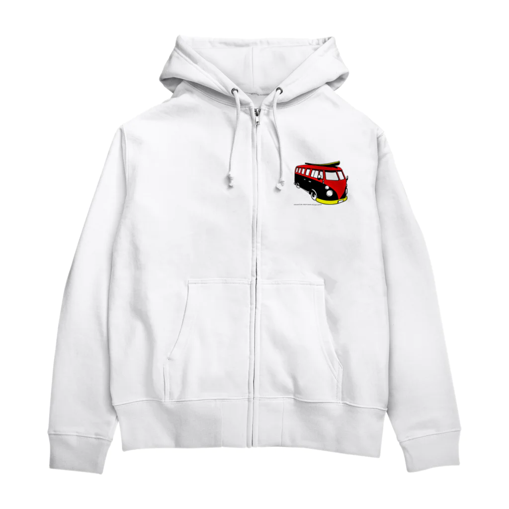 ファンシーTシャツ屋のレッド&ブラックのビーチバス Zip Hoodie