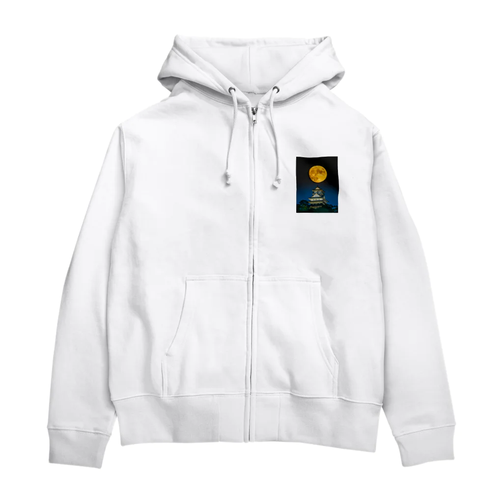 赤い鳥居の満月と岐阜城 Zip Hoodie