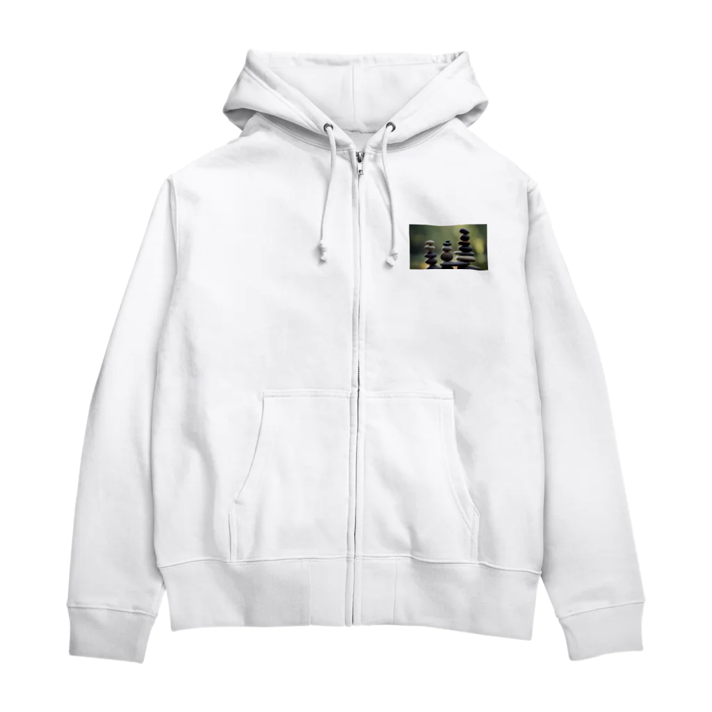 ゆったりまったり屋の石を積む Zip Hoodie