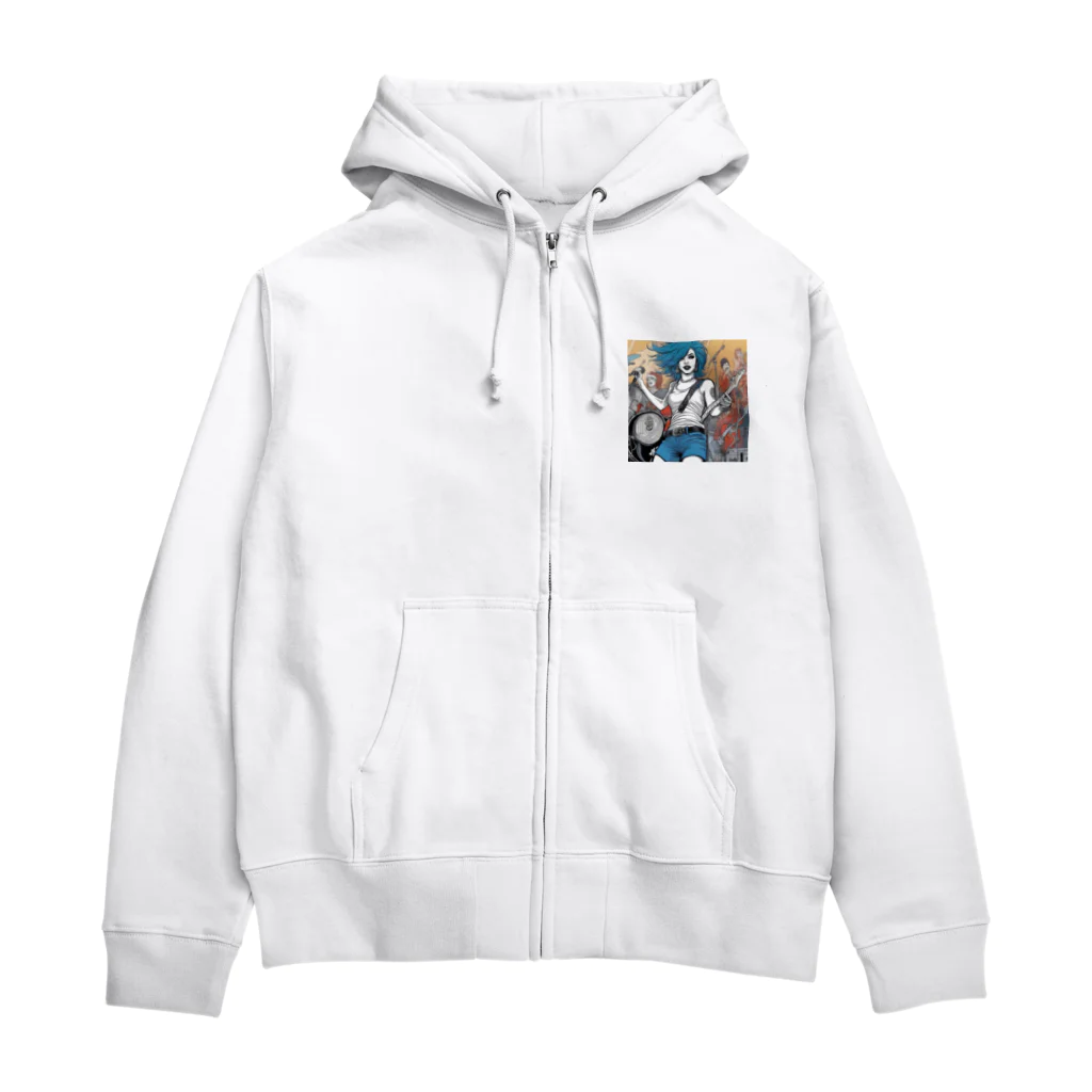 Kyon_IllustItemShopのロックシンガー Zip Hoodie