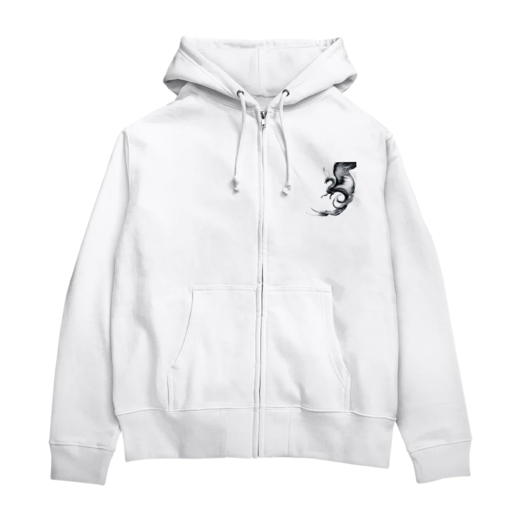 taki・ショップの龍【白黒】 Zip Hoodie