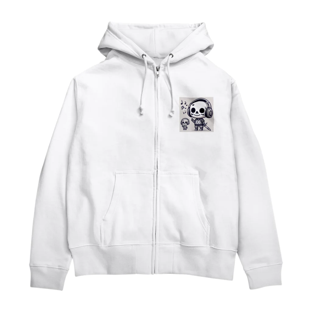 音楽ルー106のかわいい骸骨 Zip Hoodie