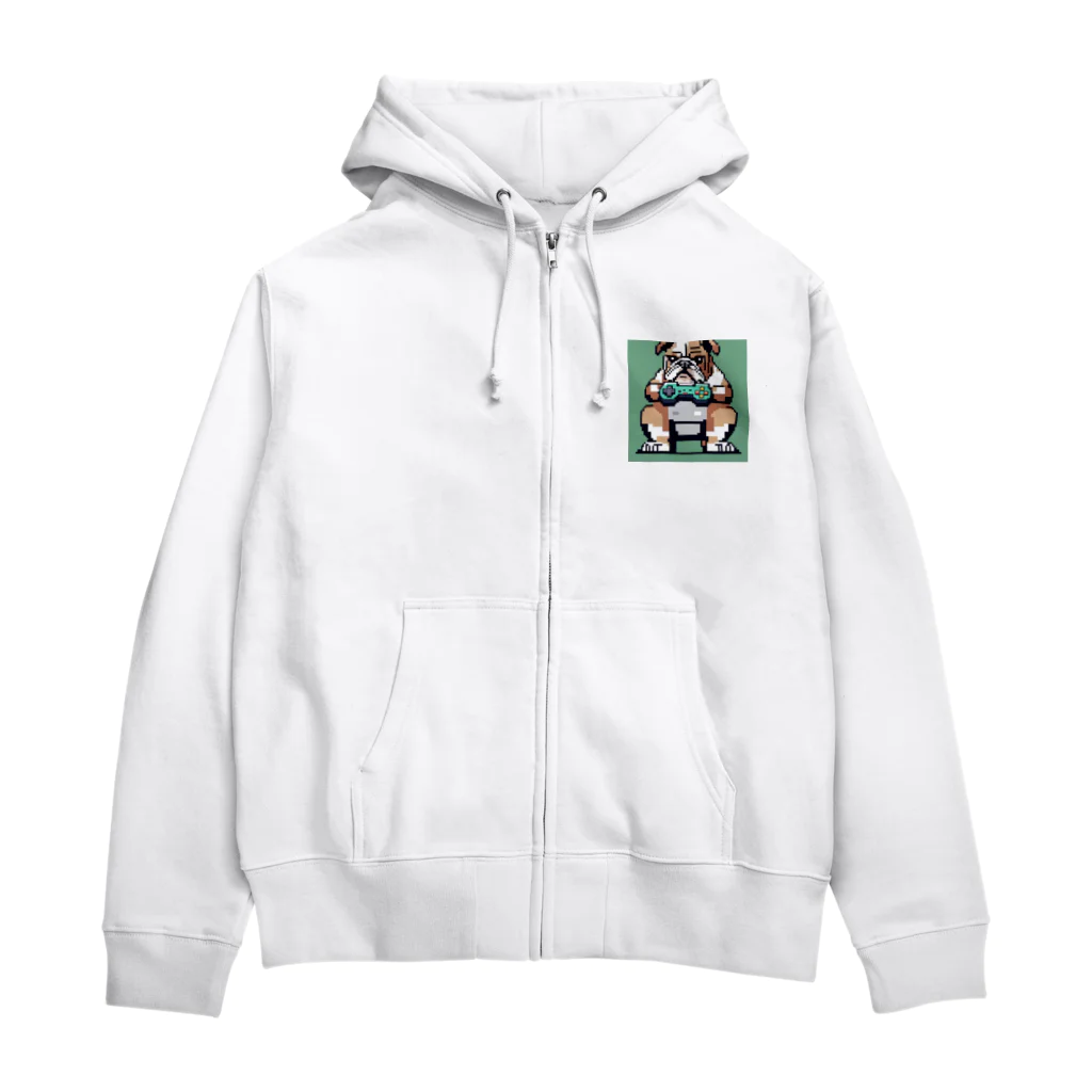 barisukaのゲーム中毒のブルドッグ Zip Hoodie