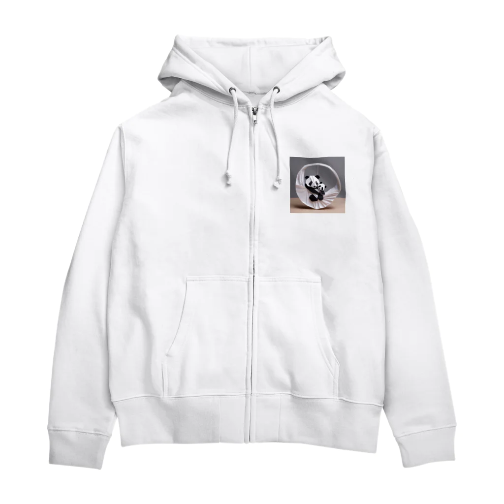 gigaグッズの輪っかで遊ぶ親子の折り紙パンダ Zip Hoodie