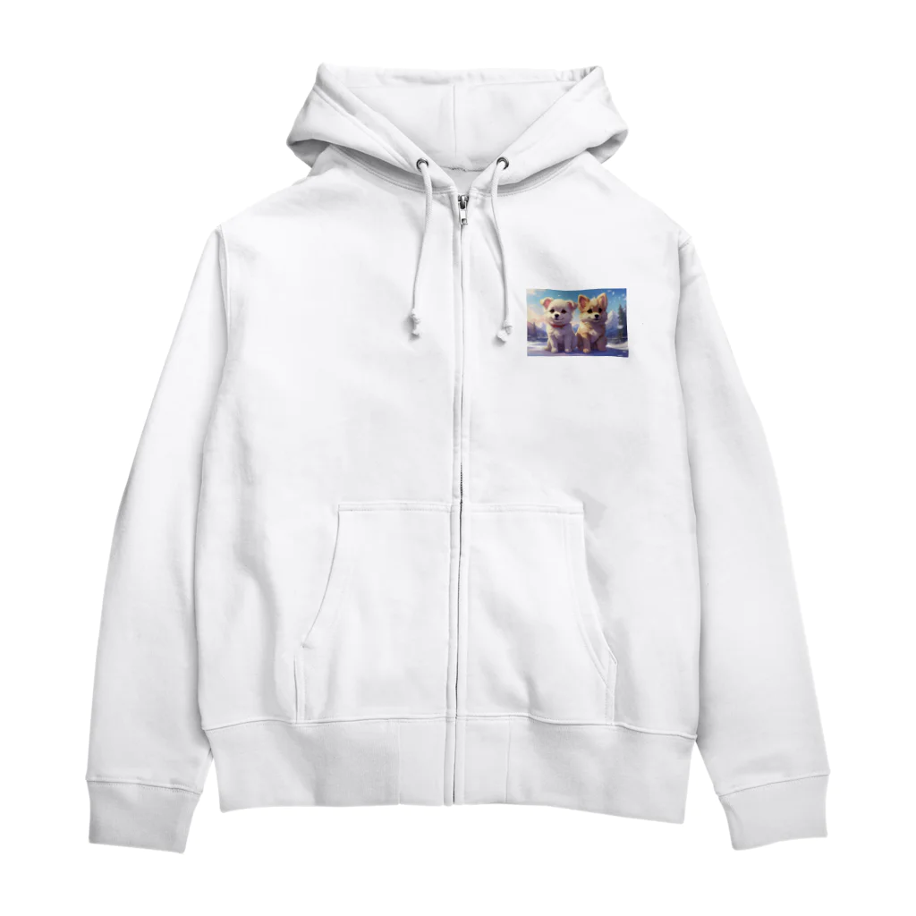 ハミガキマーケットの仁王立ちの犬 Zip Hoodie