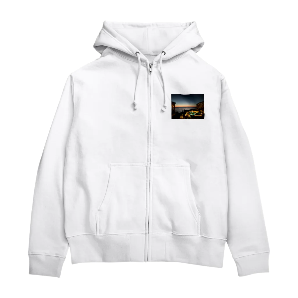 ウエディング♡カップルグッズの南国のサンセットビュー Zip Hoodie