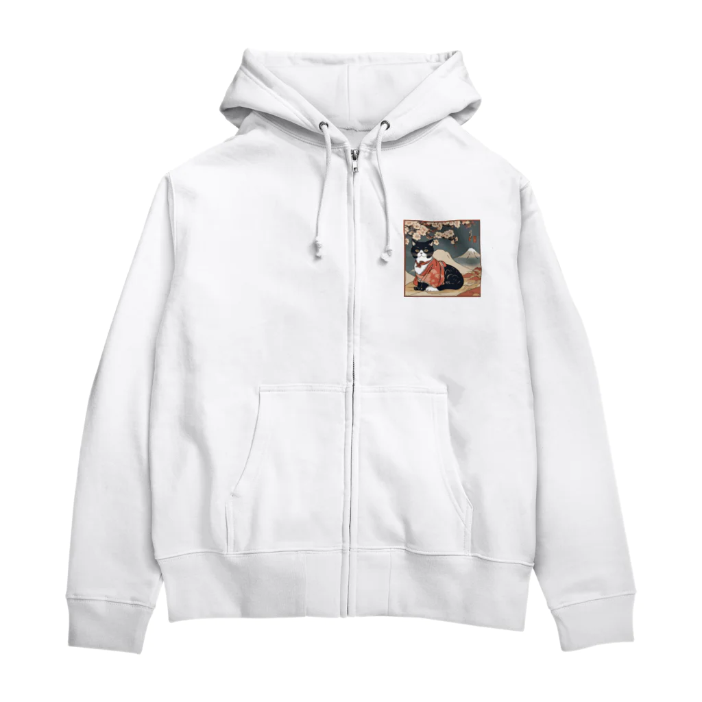 にゃんこグッズのにゃんこ浮世絵ニャン🎵 Zip Hoodie