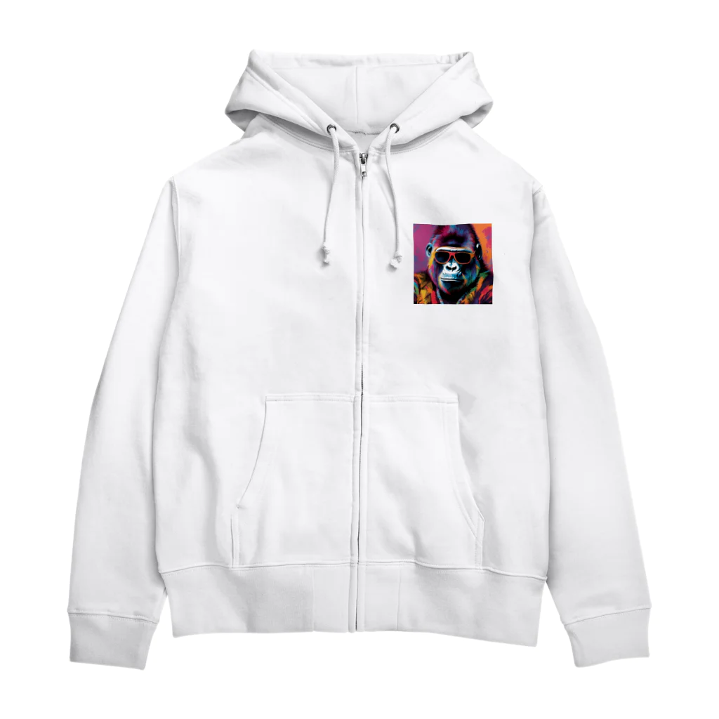 Rabbitのネオンカラーゴリラくん Zip Hoodie