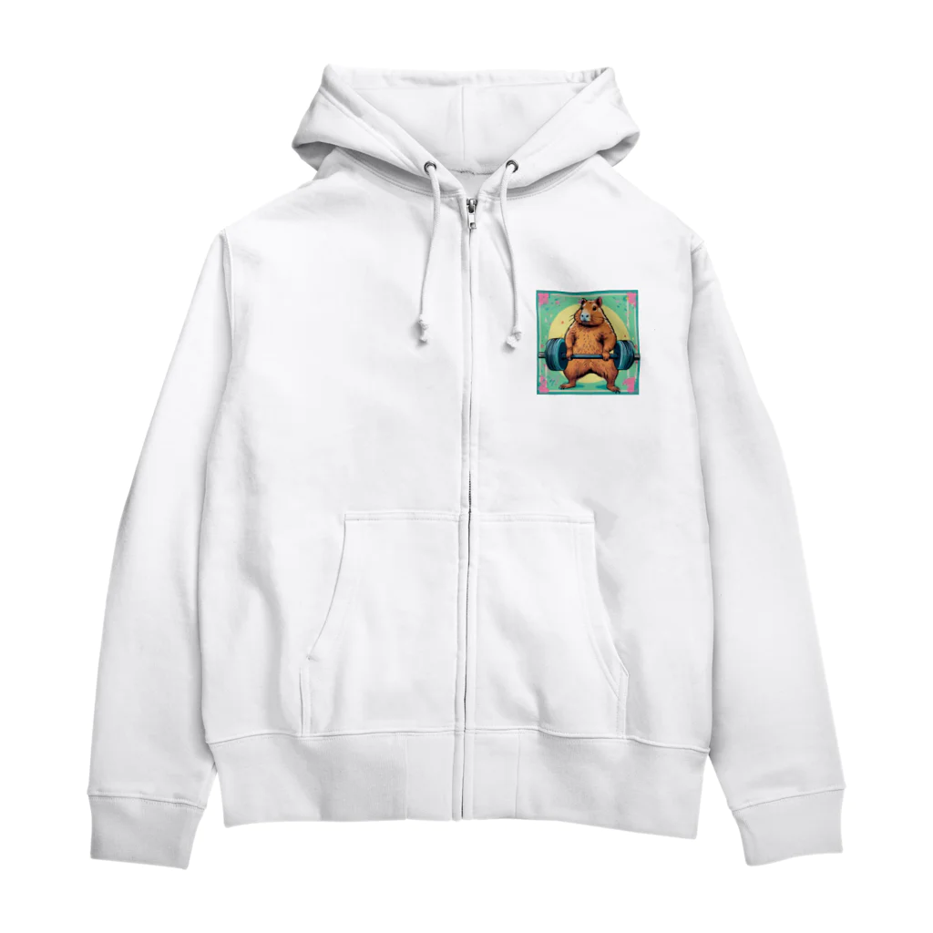 カピパーラ🐻のバーベルをしてるカピバラ♪ Zip Hoodie