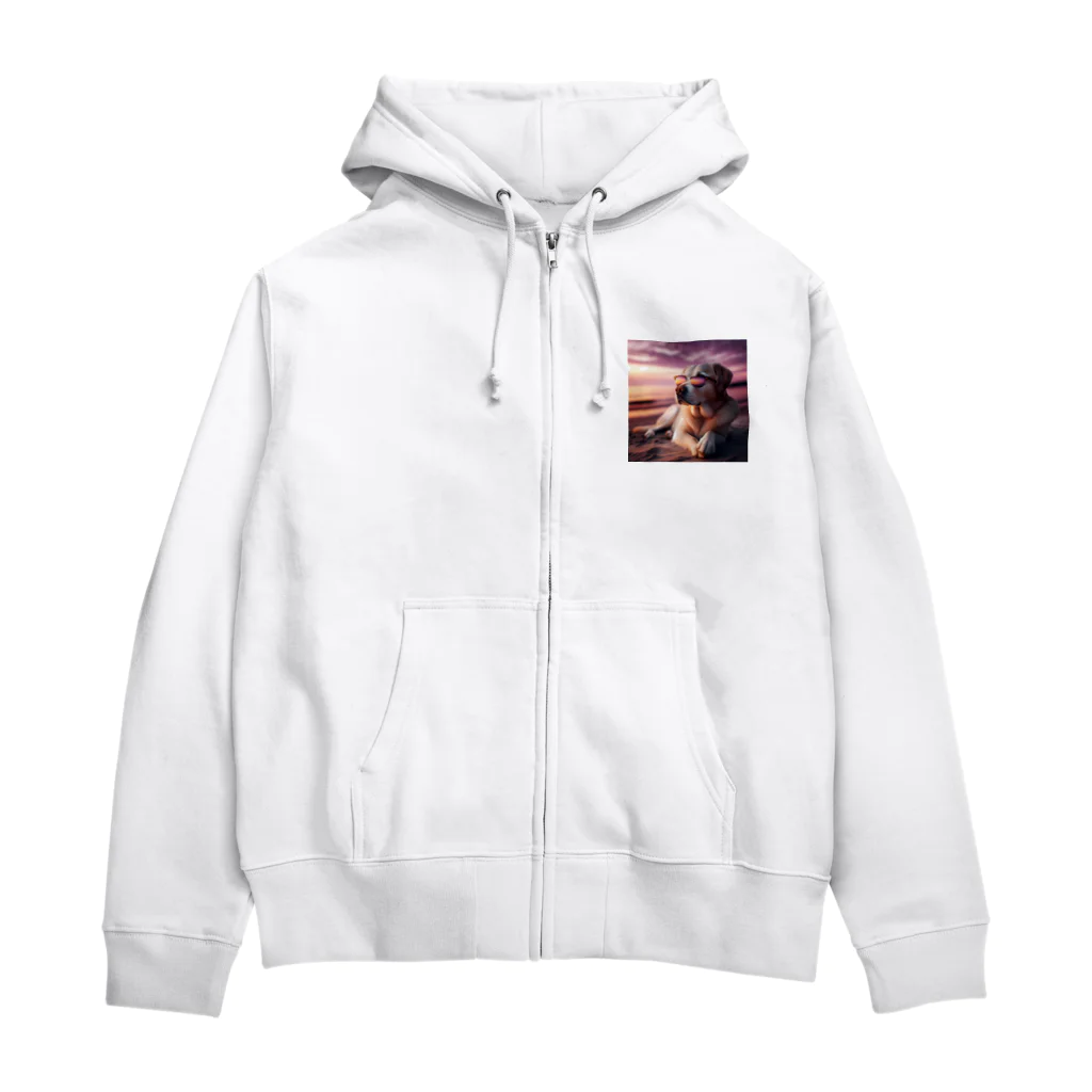 AQUAMETAVERSEのサングラスをかけた、かわいい犬 Marsa 106 Zip Hoodie