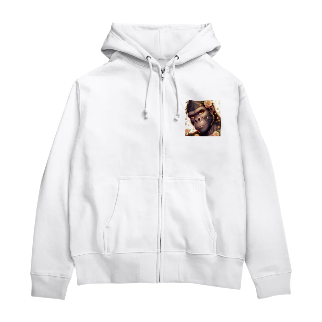 kei_matsuのゴリラの肌がつるつるで瞳が輝いている Zip Hoodie