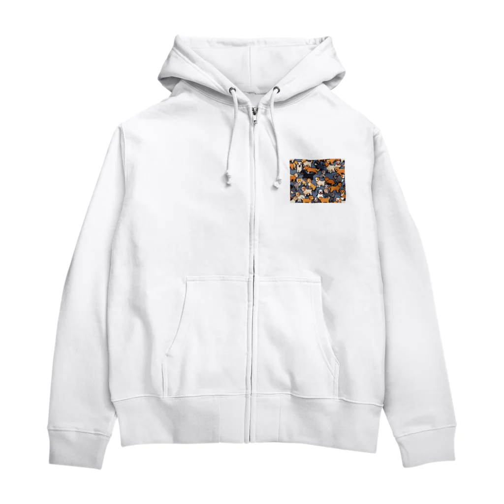 Yukiti.の犬のピクセルアート Zip Hoodie