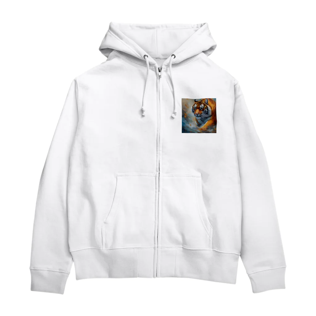 Isaiah_AI_Designの精力的なトラ Zip Hoodie