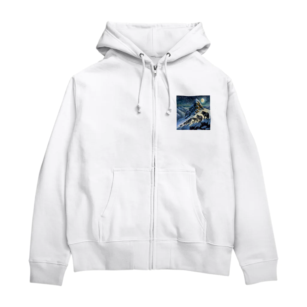 DREAMHOUSEの雪山のオオカミの群れ Zip Hoodie