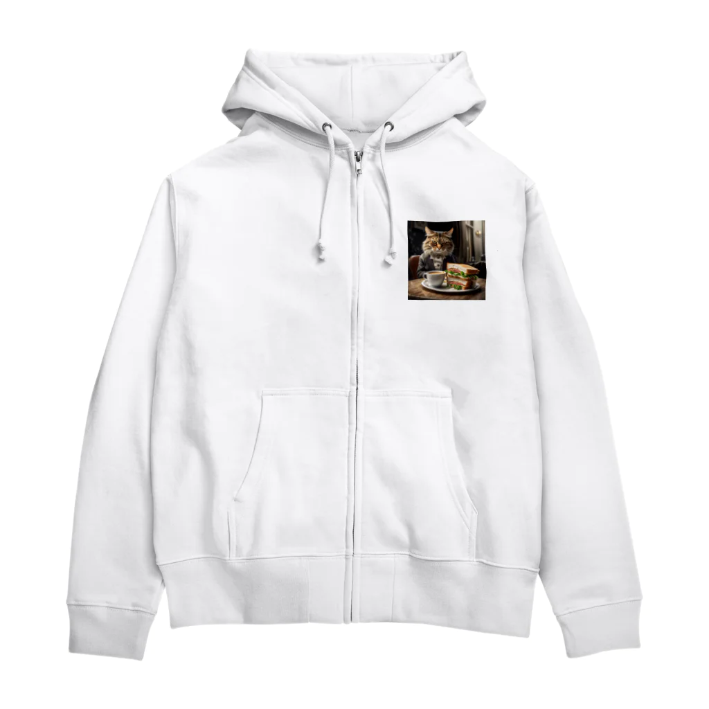 だんのんのサンドイッチでランチする猫 Zip Hoodie