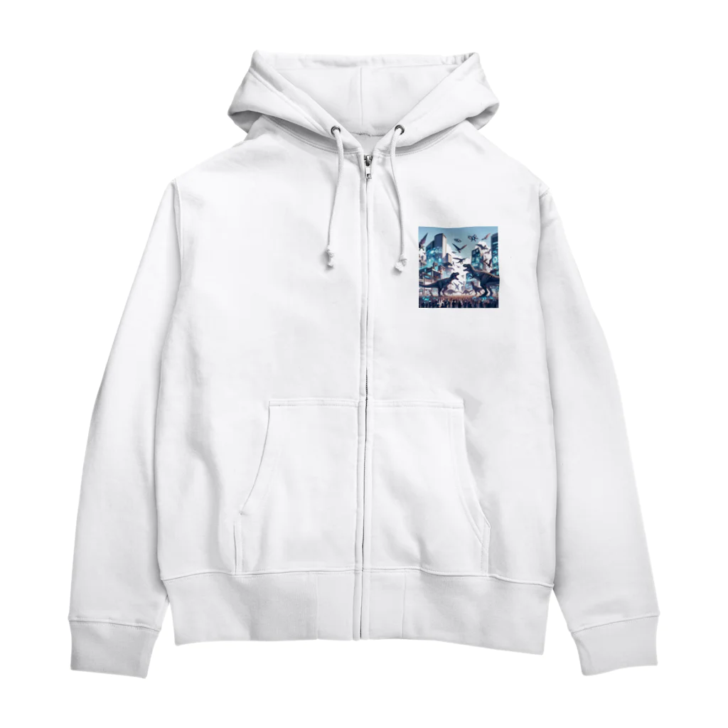 Irregular is beautifulのCretaceous Clash: Tomorrow's City Showdown Zip Hoodie