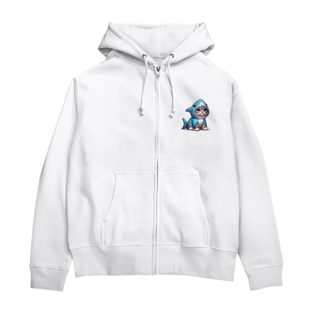 IloveCatのサメのフードを被った子猫 Zip Hoodie