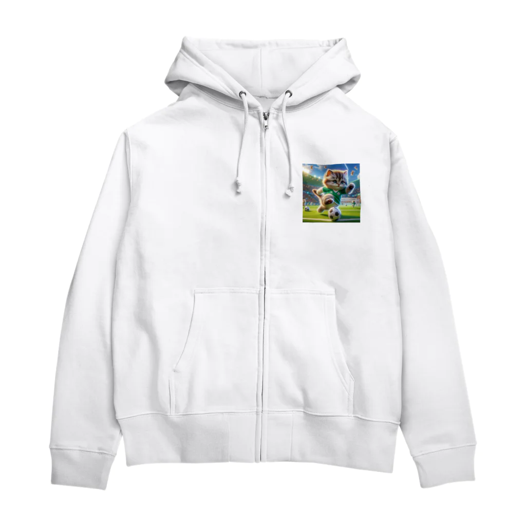 スポーツにゃんこ大戦争のサッカーにゃんこ Zip Hoodie