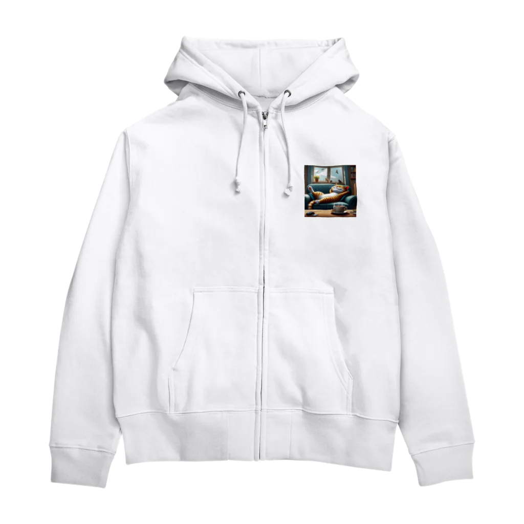 能天気ライフの能天気ライフにゃんこ Zip Hoodie