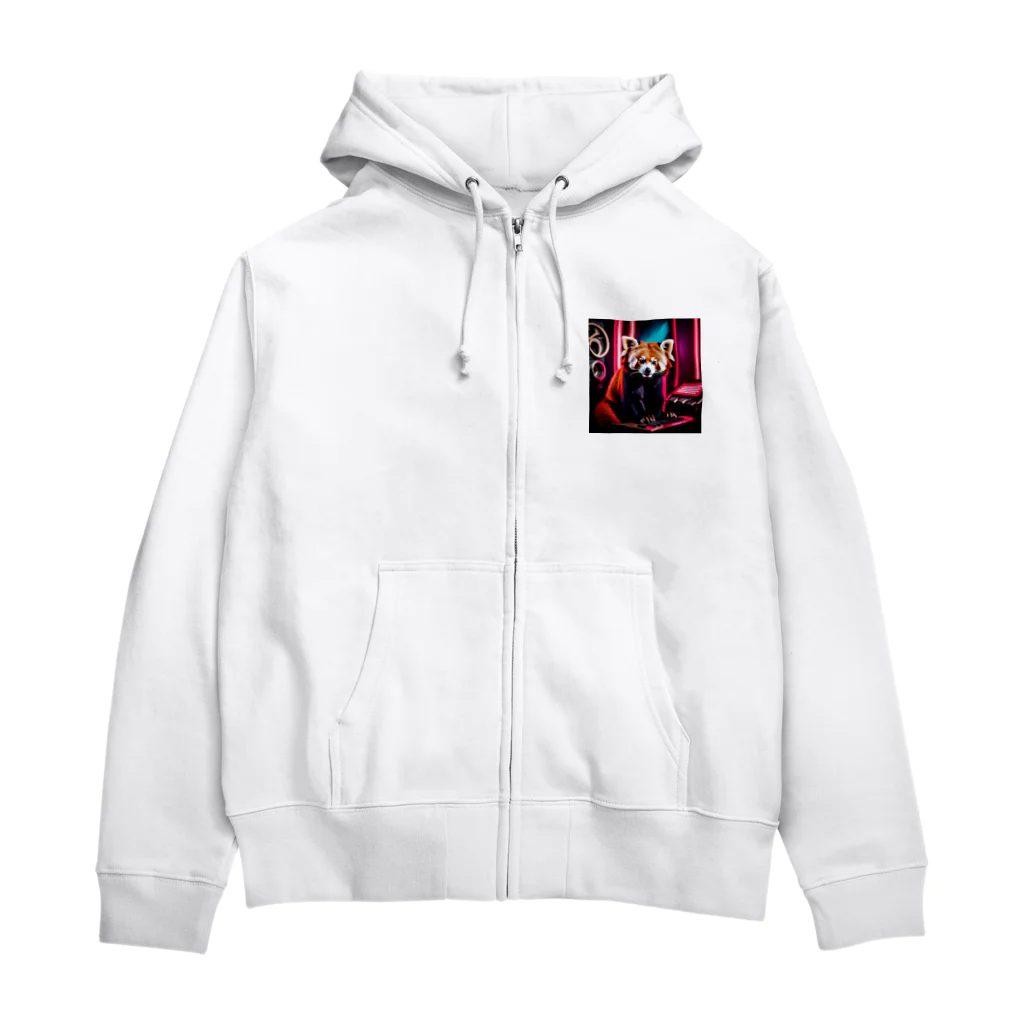 SERIY_SHOPのネオンカラーのレッサーパンダ Zip Hoodie