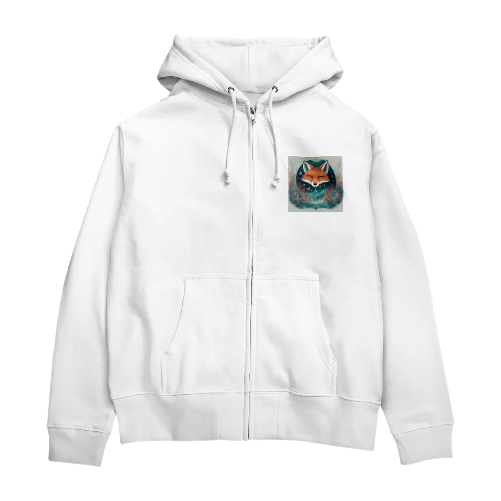 ブルーレイの深海を想う狐 Zip Hoodie