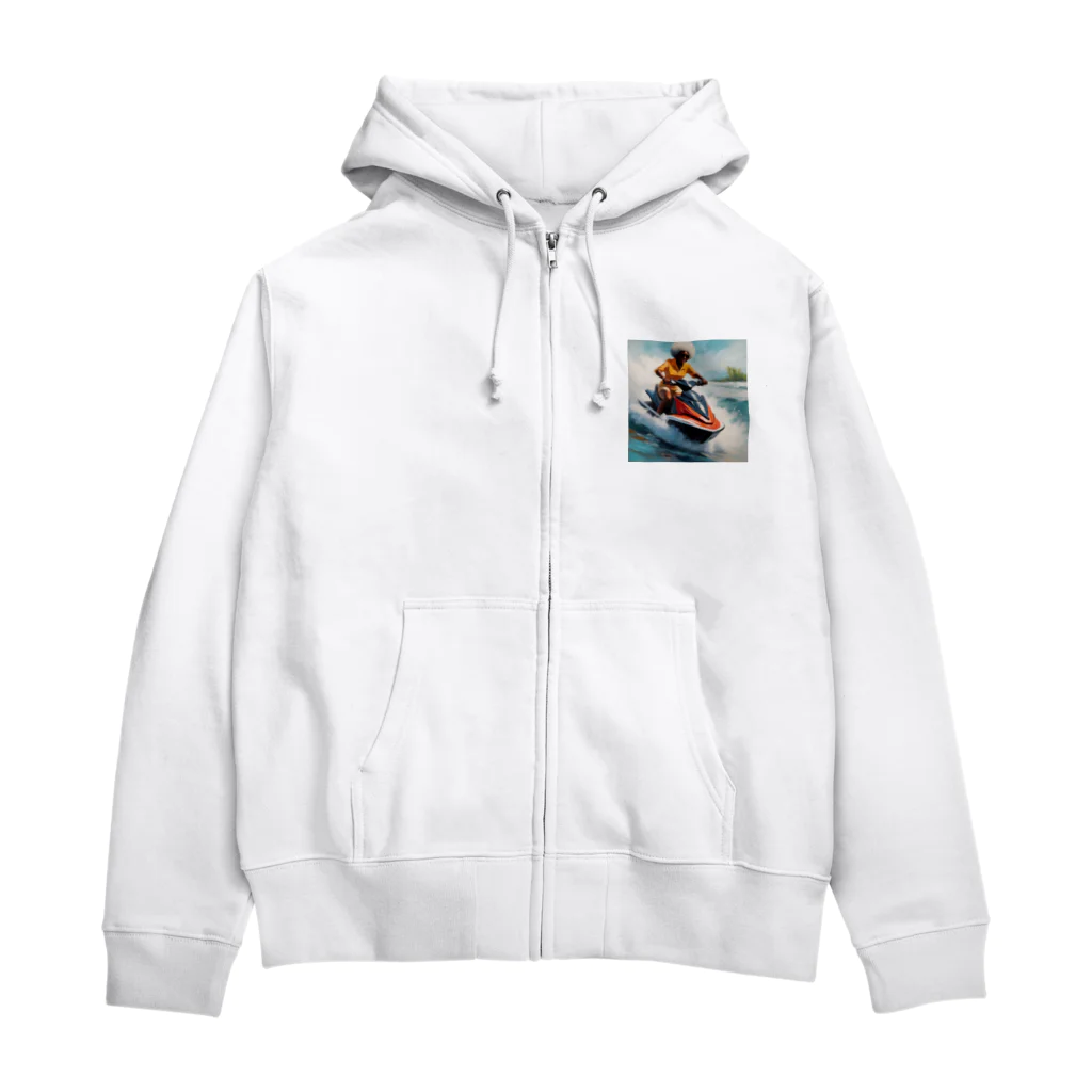 qloのジェットスキー乗り乗りグランマ Zip Hoodie