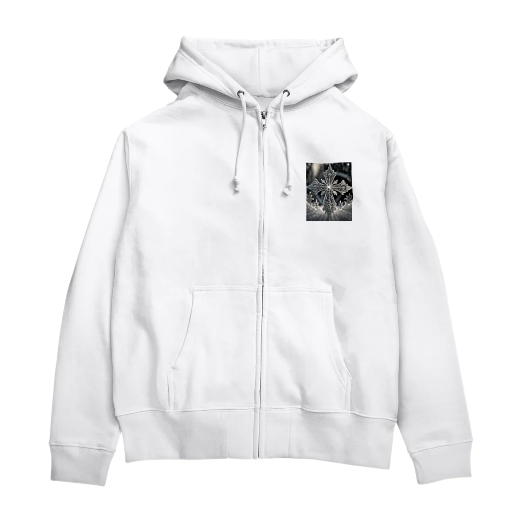 Colorful Canvasの光る黒い十字架 Zip Hoodie