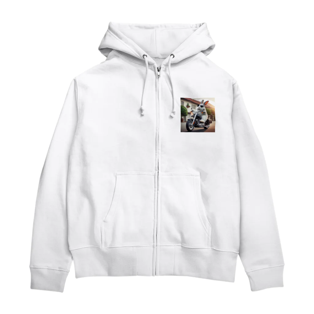 やんちゃな動物達のやんバニー　バイクver Zip Hoodie