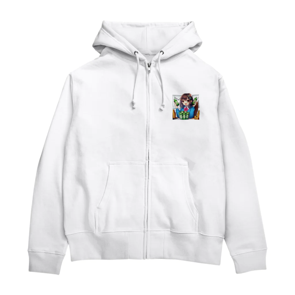 BURABOの魅力的な美少女がNISAで投資 Zip Hoodie