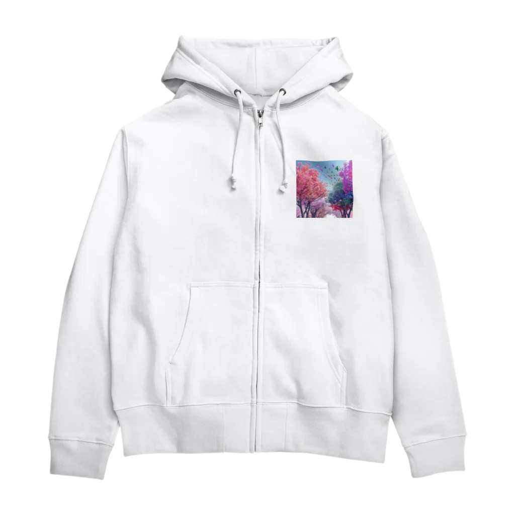 AQUAMETAVERSEの自然の美しい木々と鳥　なでしこ1478 Zip Hoodie